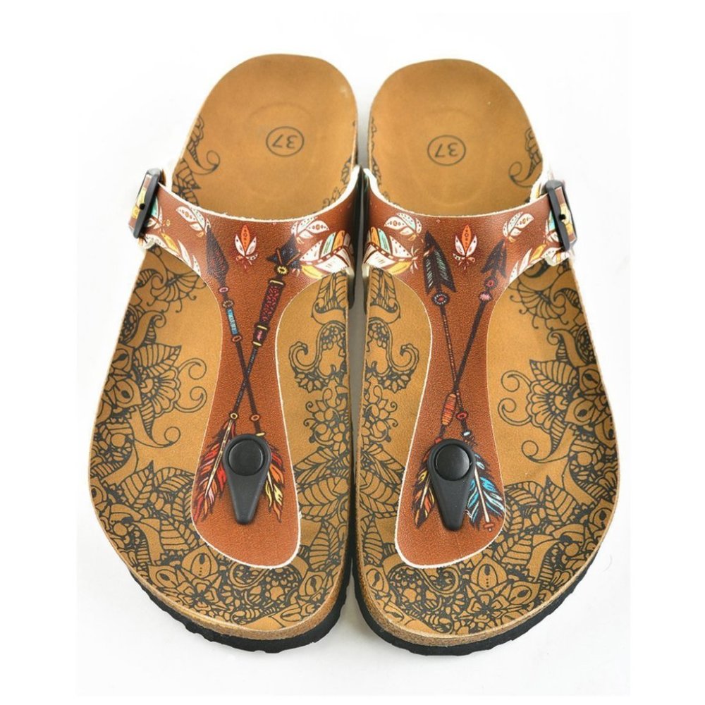Brown Arrow T-Strap Sandal - Calceo Line of Goby Shoes - Picture 2 of 6